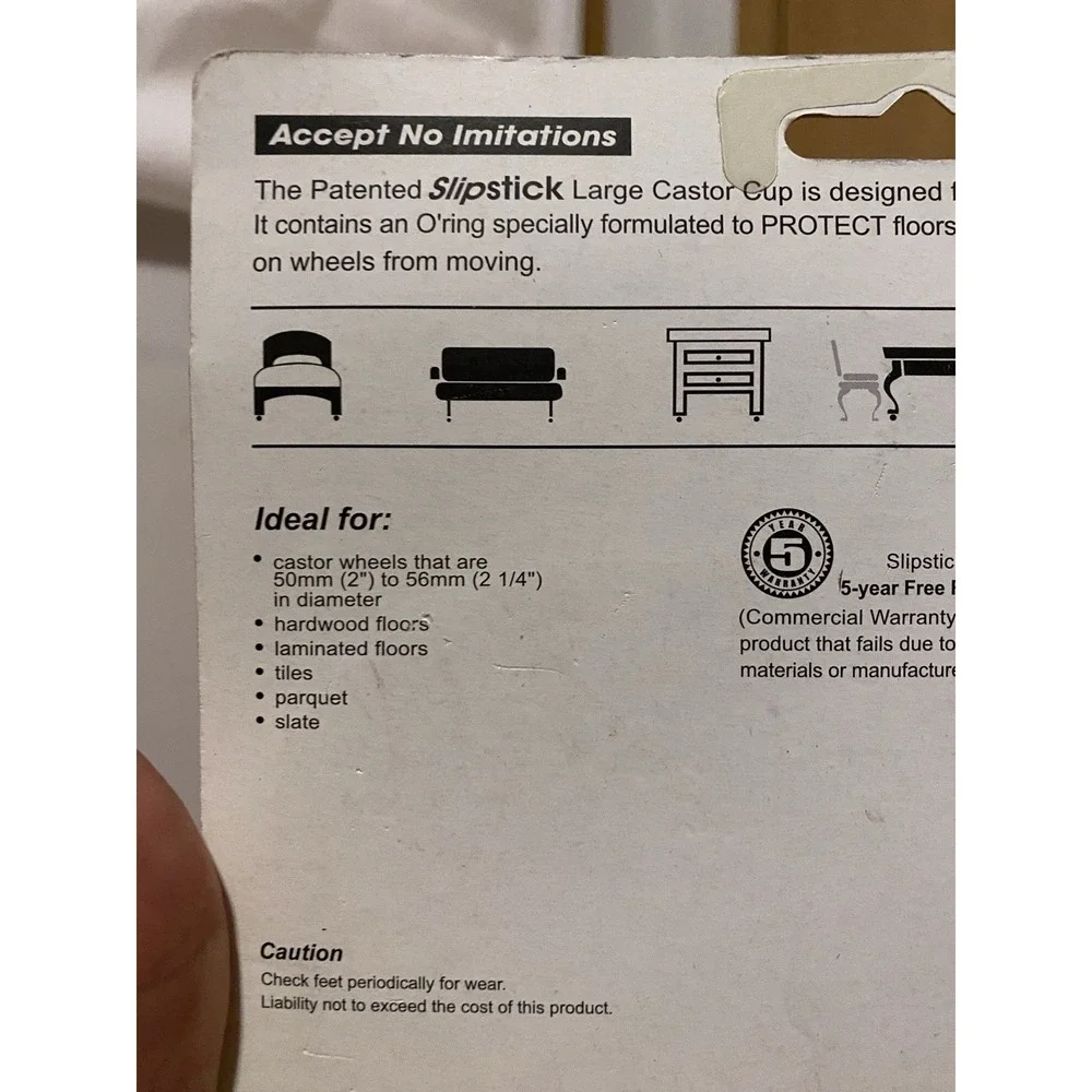 Slipstick Gripper: Bed Roller Furniture Wheel 4 Large Castor Cups CB840 3-1/4